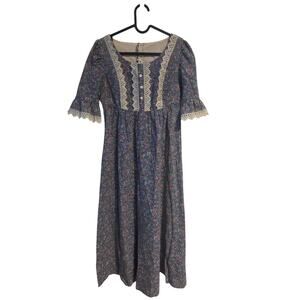 Vintage 70s Made in Hawaii Prairie Maxi Dress Cottagecore XS S